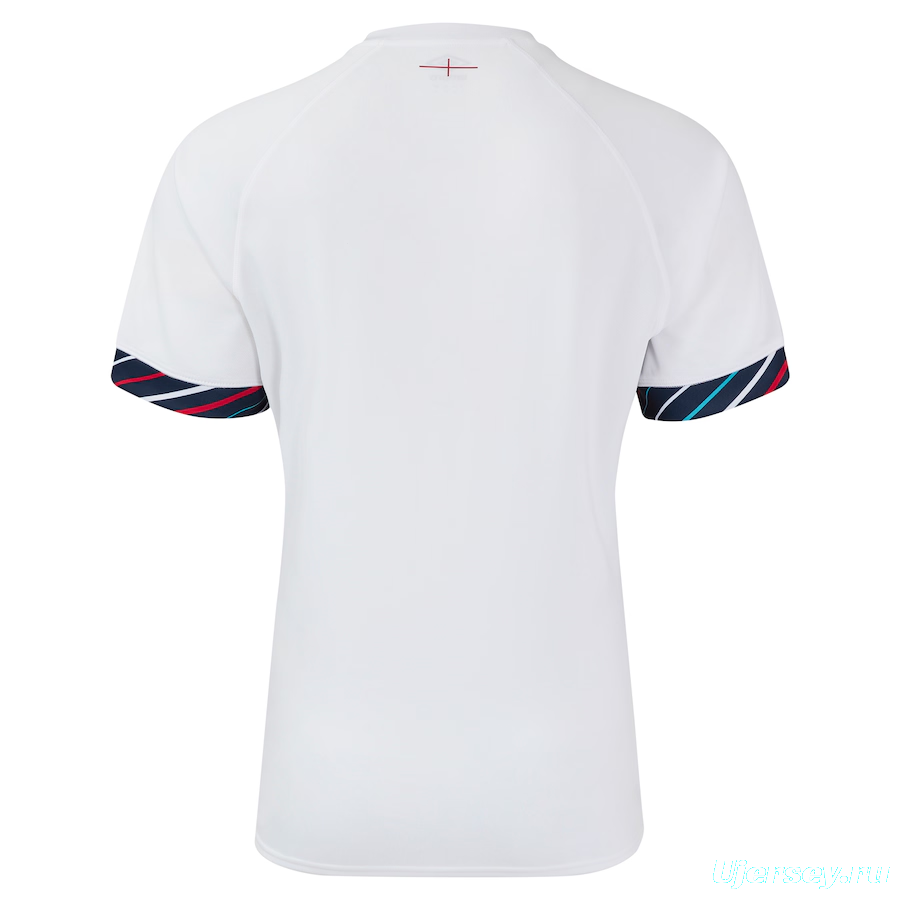 2025 England White with Diagonal Stripe Pattern Home Jersey