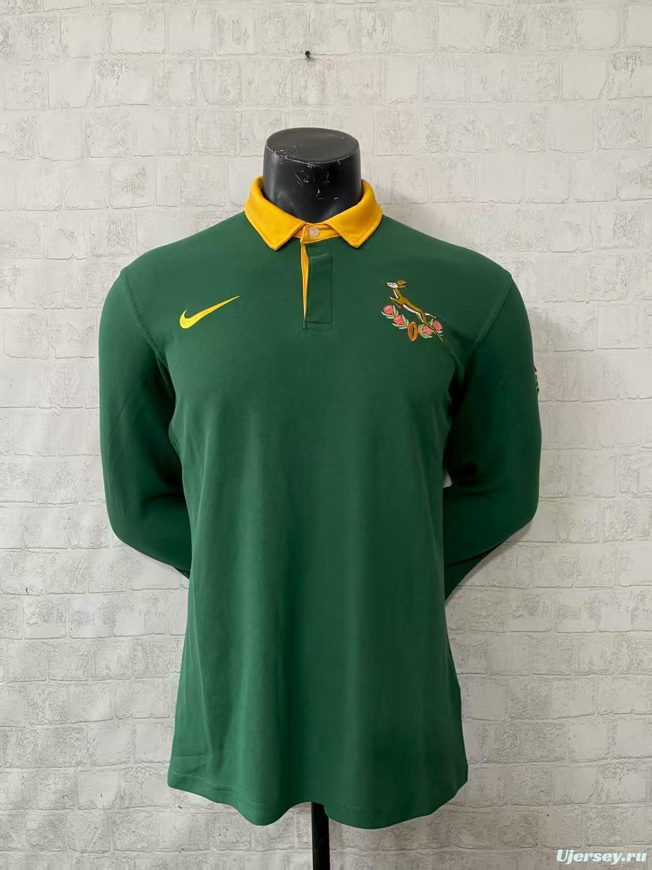 2026 South Africa Green Long Sleeve Polo Rugby Jersey