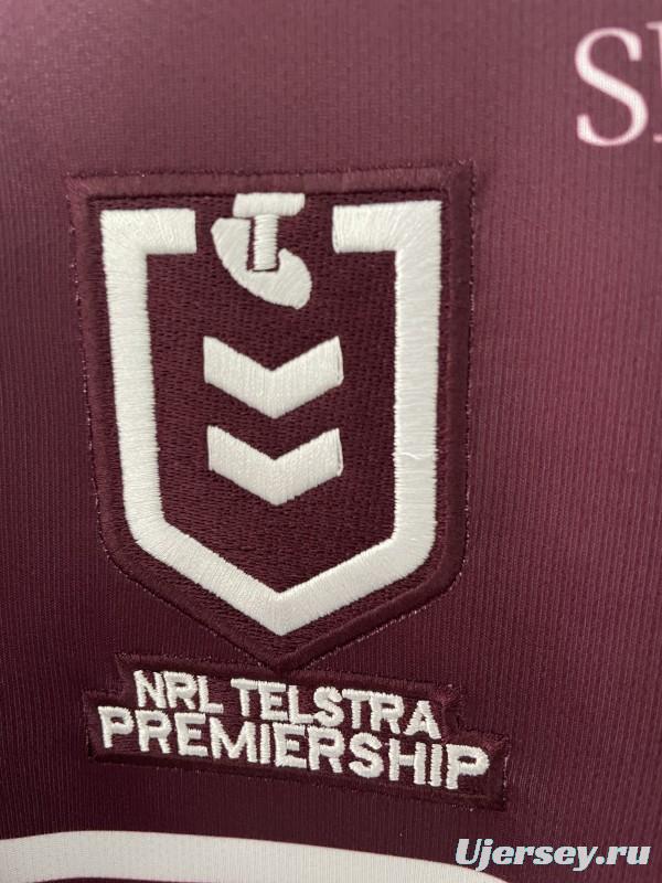 2025 Manly Warringah Sea Eagles Maroon with White Hoops Home Jersey