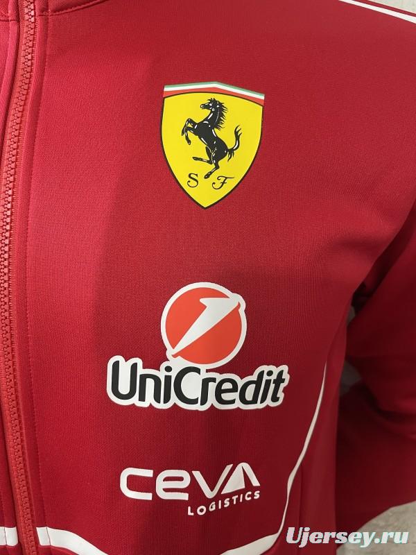 2025 F1 Scuderia Ferrari Red with White Stripe Team Jacket