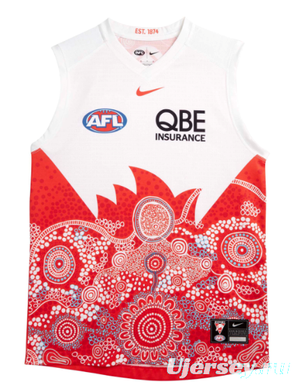 25/26 Sydney Swans White with Red Aboriginal Art Jersey