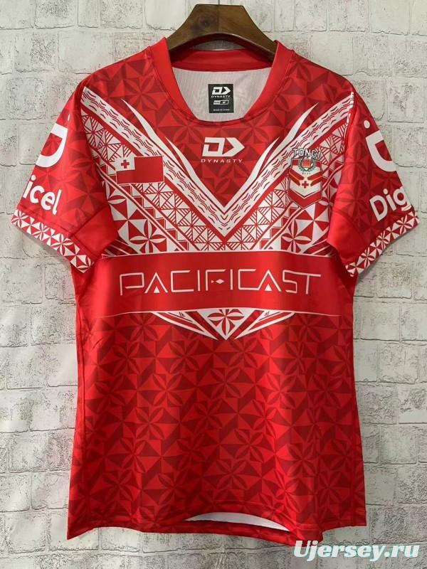 2026 Tonga Rugby League Red with Traditional Polynesian Geometric Pattern Jersey
