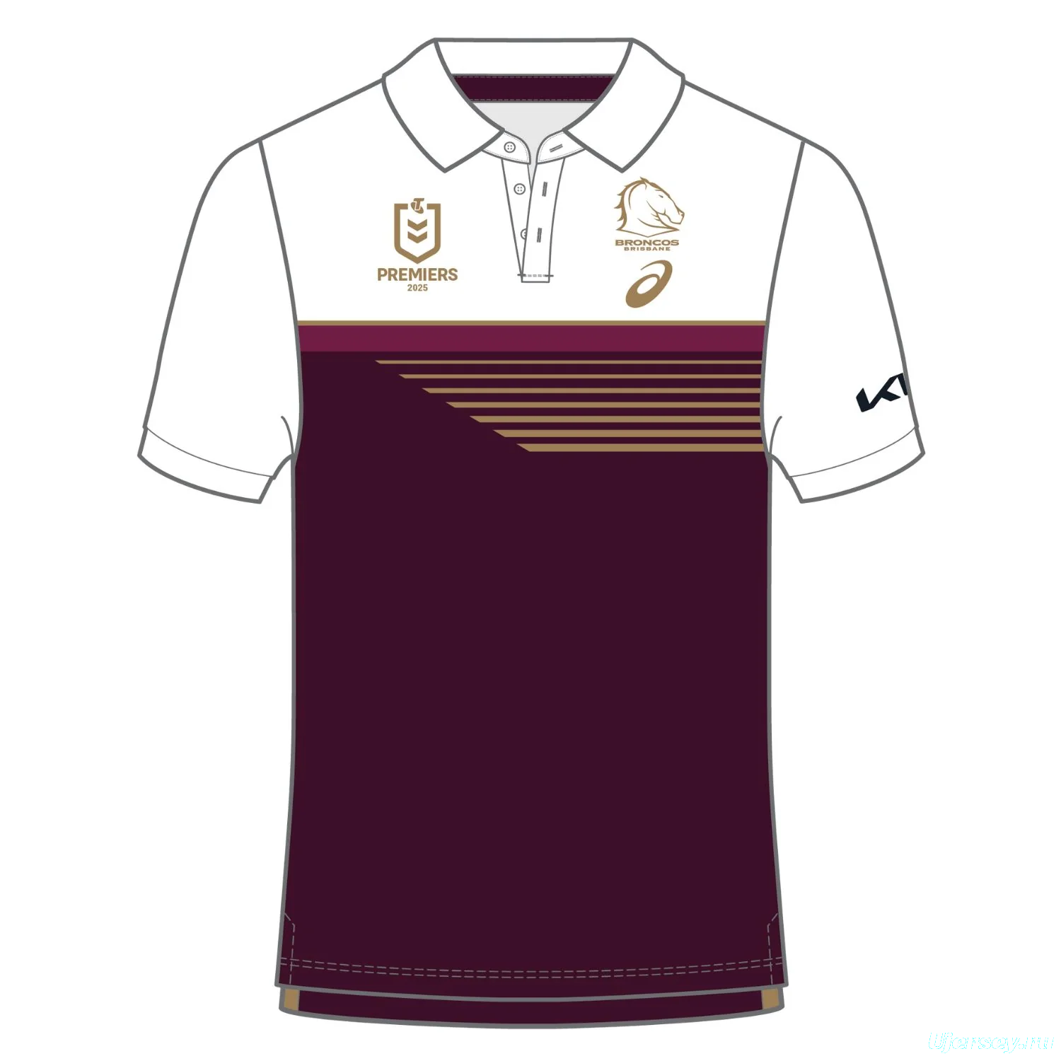 25/26 Brisbane Broncos  Maroon with White Yoke and Gold Speed Stripes Premiers 2025 Jersey