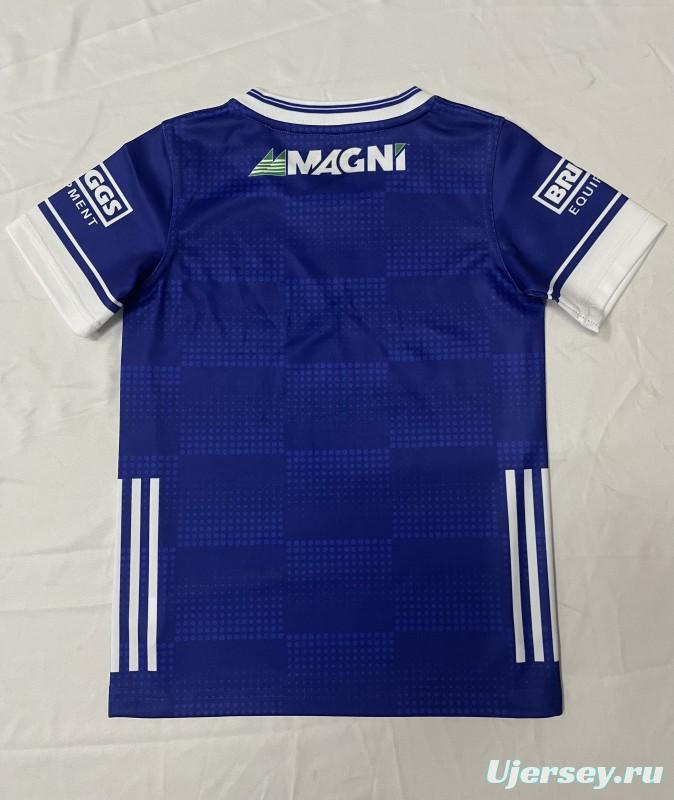 25/26 Kids Laois GAA Blue with White Hoop and Dot Pattern Home Jersey