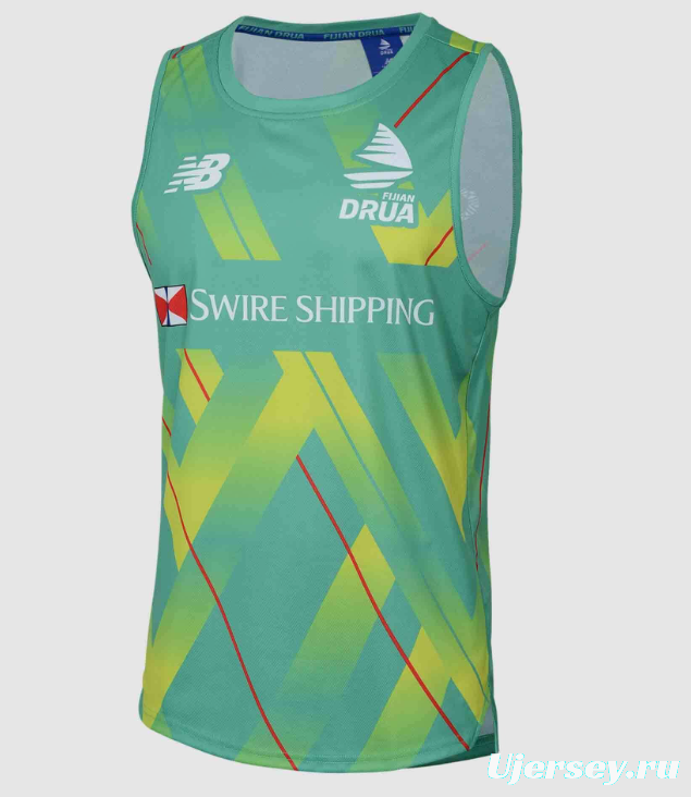 25/26 Fijian Drua Turquoise/Green with Yellow Geometric Pattern Training Vest