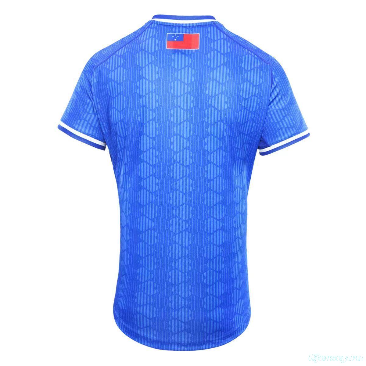 2026 Samoa Rugby League Blue with Traditional Polynesian Pattern Jersey