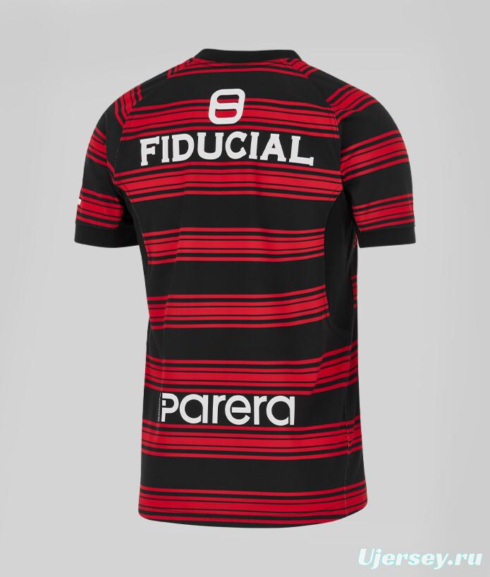 25/26 Stade Toulousain Red and Black Horizontal Stripes Jersey