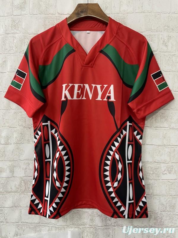 2026 Kenya Simbas Red with Maasai Shield Pattern Jersey