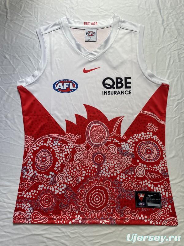 25/26 Sydney Swans White with Red Aboriginal Art Jersey