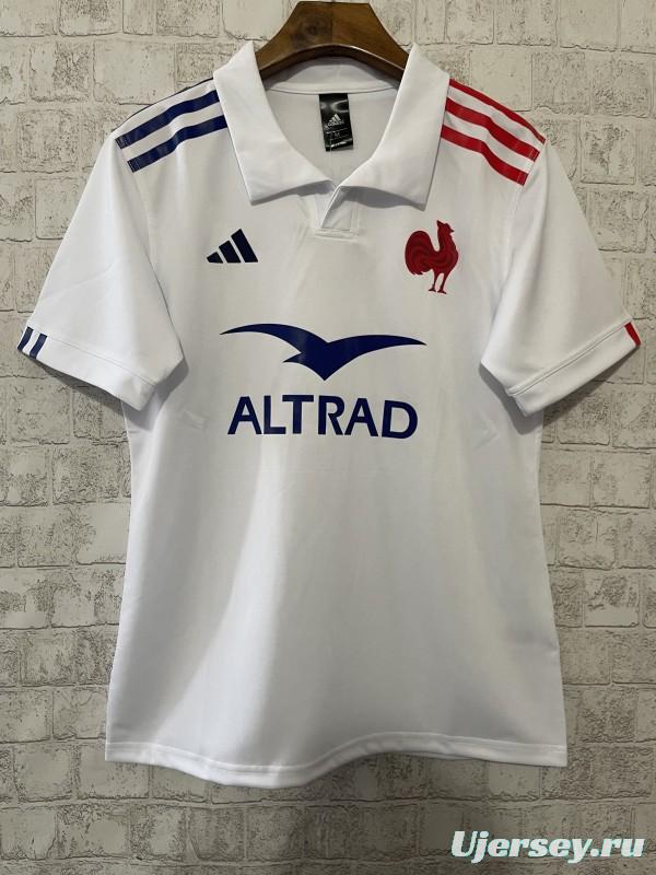 2025 France White with Blue and Red Stripes Away Jersey