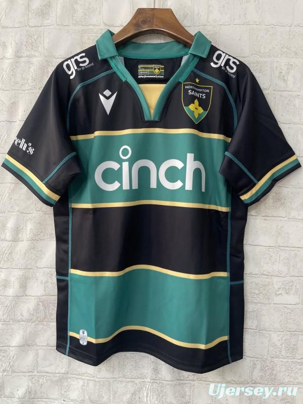 25/26 Northampton Saints Green with Black and Gold Hooped Jersey