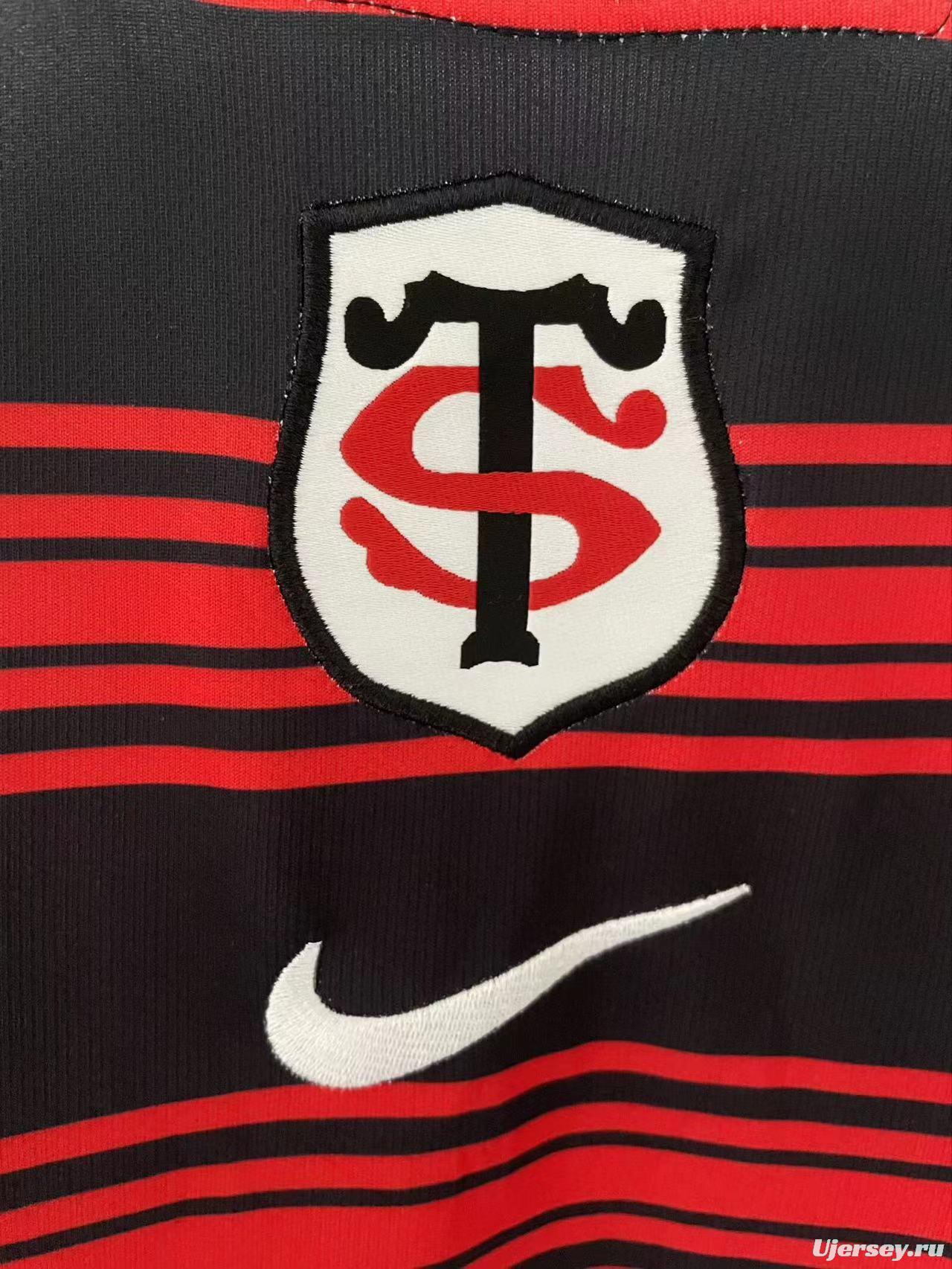 25/26 Stade Toulousain Red and Black Horizontal Stripes Jersey