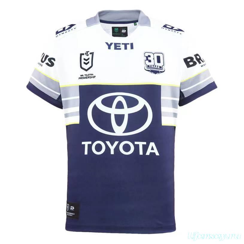 25/26 North Queensland Cowboys Navy with White and Grey Stripes Jersey