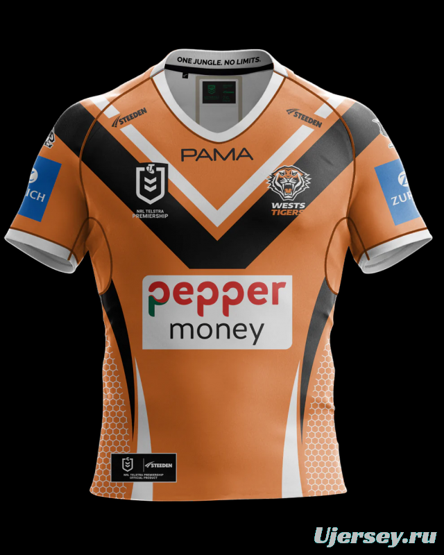 25/26 Wests Tigers Orange with Black Chevron and Honeycomb Pattern Jersey