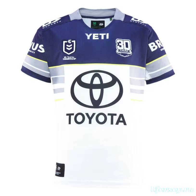 25/26 North Queensland Cowboys White and Navy with Grey Stripes Jersey