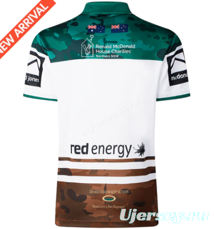 25/26 Newcastle Knights White with Green and Brown Camouflage Jersey