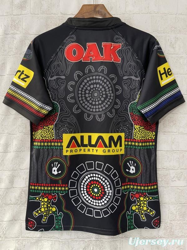 25/26 Penrith Panthers Black with Indigenous Art Design Jersey