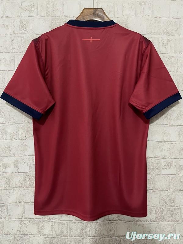 2026 England Burgundy with Geometric Pattern and Heritage Graphics Jersey