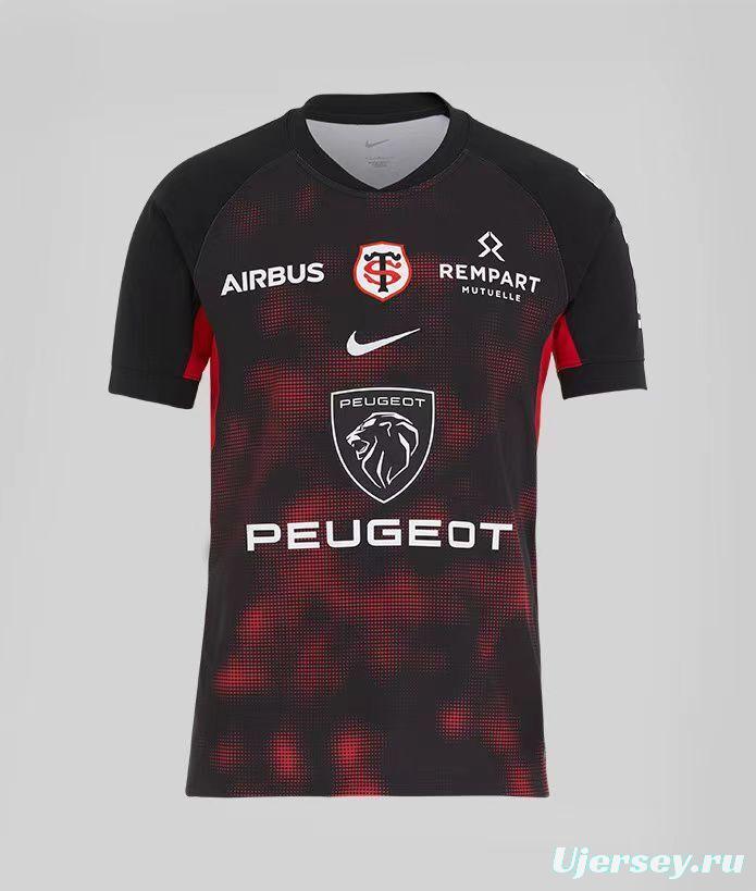 24/25 Stade Toulousain Black with Red Digital Camo Pattern Home Jersey