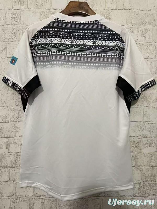 2026 Fiji Warriors White with Black Tribal Pattern Jersey