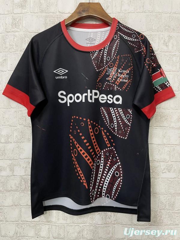 2026 Kenya Black with Red and Orange Tribal Dot Patterns Jersey