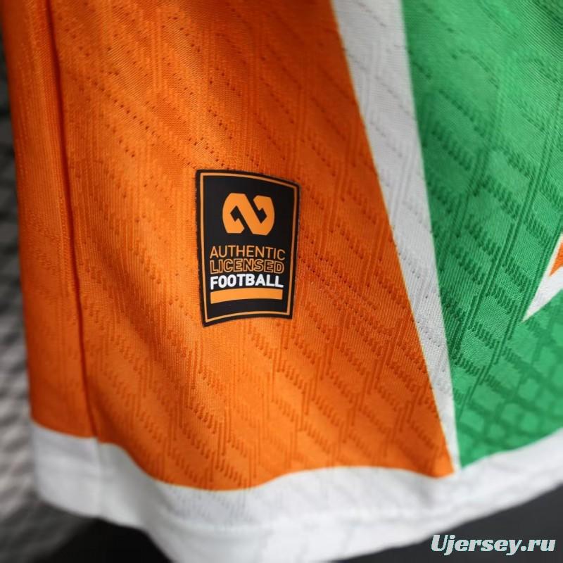 Player Version 2025 Ivory Coast Green with Elephant Graphic and Orange Trim Jersey