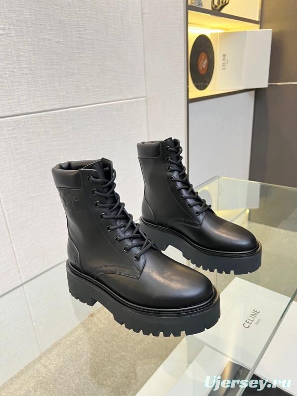 Celine BULKY TRIOMPHE Lace-Up Boots with Calfskin Upper - L Y00340