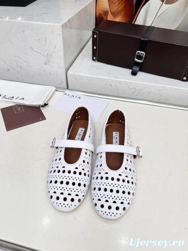 Alaia 2025/SS Perforated Ballet Flats - LY00320