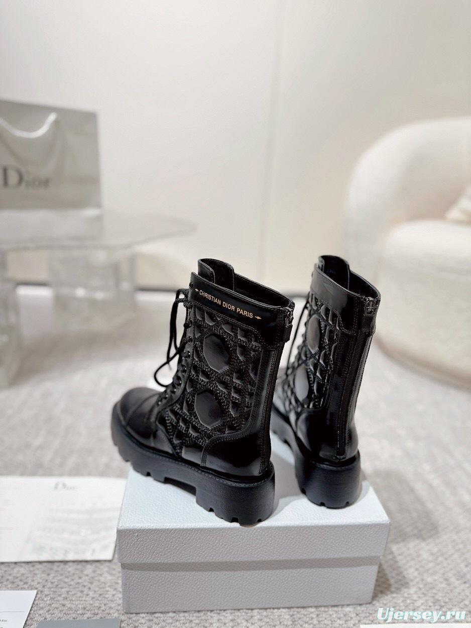 DIOR CHRONO Embroidered Motorcycle Ankle Boots - LY00400
