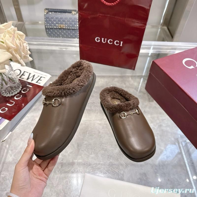 Gucci 2025 SS Autumn Winter New Suede Leather Horsebit Detail Women's Wool Loafers - LY00260