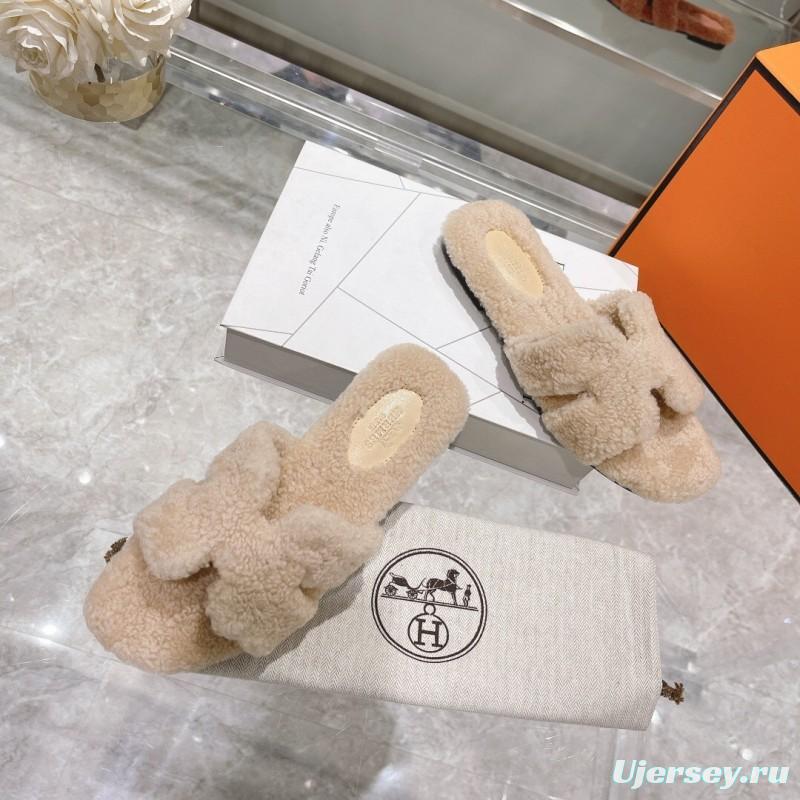 H Home Love Teddy Wool H Slippers Flat Sole Winter - LY00240