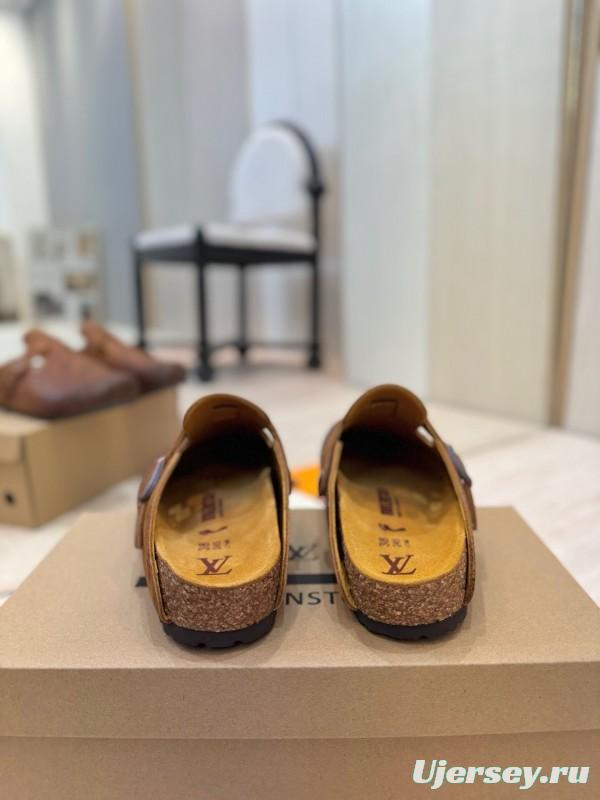 Louis Vuitton Louis Vuitton × BIRKENSTOCK Boston Closed-Toe Soft Sole Mule Slippers - KFY00300