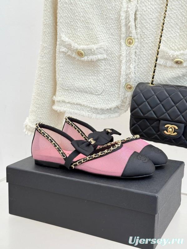 Chanel 2025 SS Hollow Chain Bow Mary Jane Shoes - KFY00290/KFY00300