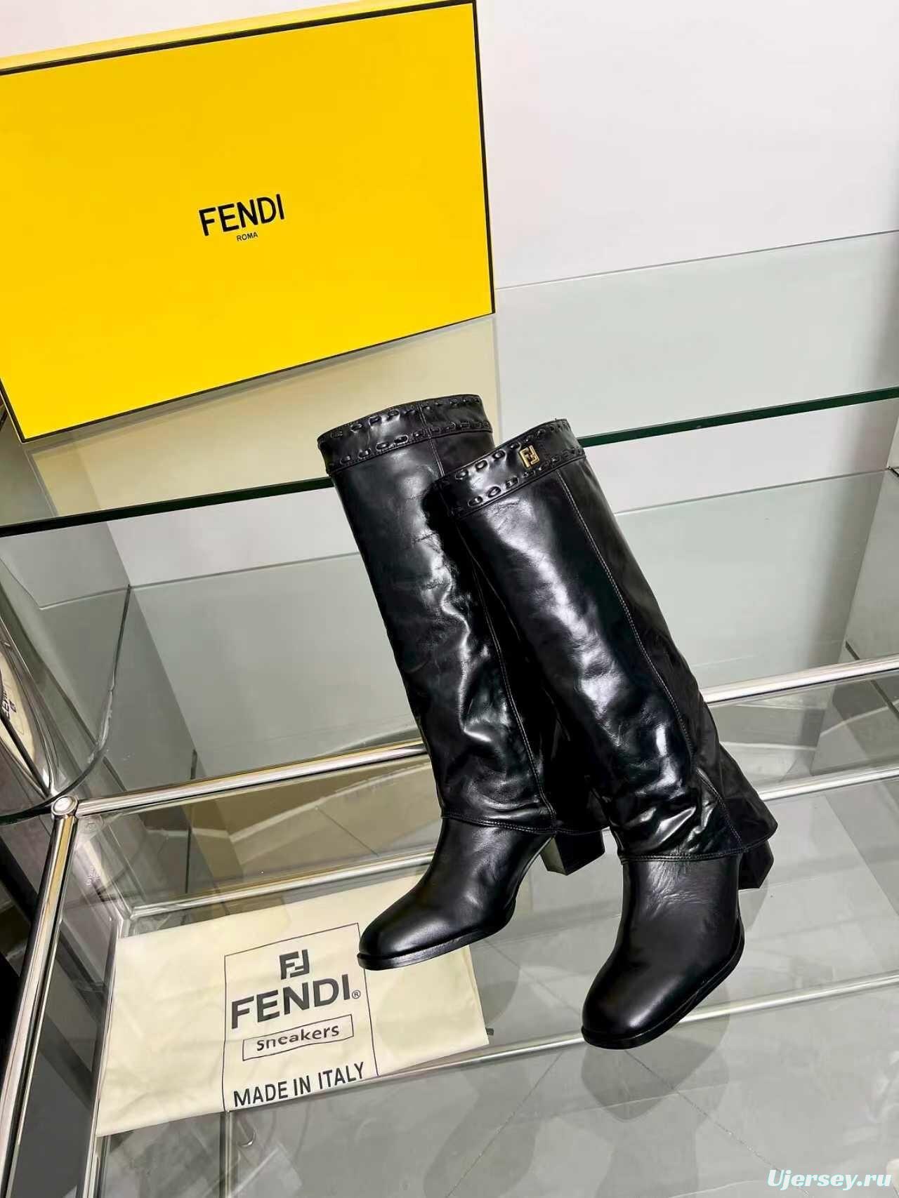 Fendi 2025 SS Wide Leg Boots with Block Heel - LY00440/LY00510