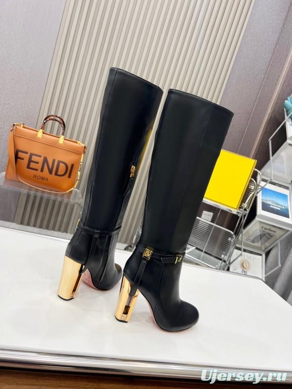 FENDI Delfina Round Toe Boots with FF Buckle - LY00520