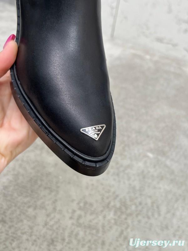 Prada Classic Triangle Logo Pointed Toe Boots - LY00400