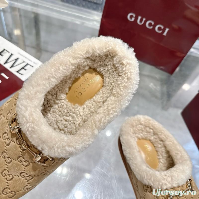 Gucci 2025 SS Autumn Winter New Suede Leather Horsebit Detail Women Wool Loafers - LY00260