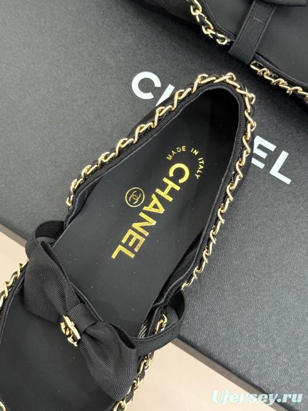 Chanel Spring Summer 2025 Hollow Chain Bow Mary Jane Shoes - KFY00290/KFY00300