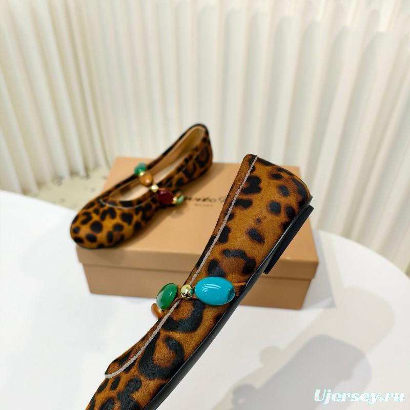 Gianvito Rossi Bohemian Style Turquoise Flat Ballet Shoes - LY00320