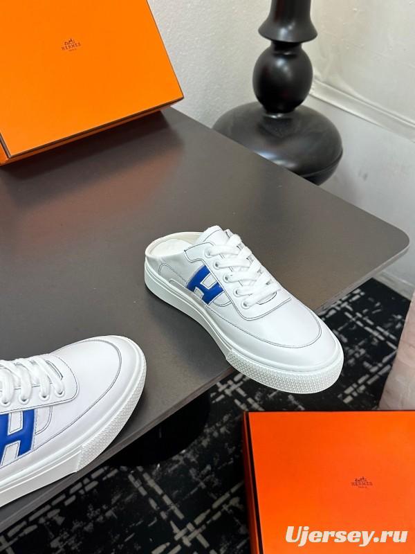 Hermès Deep Series Couple's White Sneakers Casual Skate Shoes - AS00320