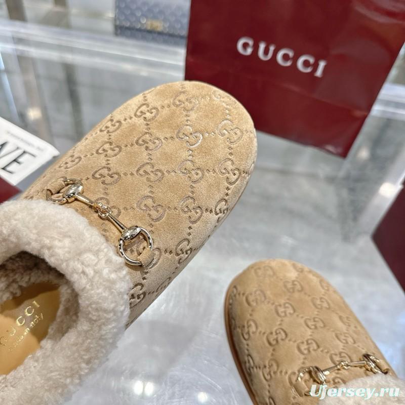 Gucci 2025 SS Autumn Winter New Suede Leather Horsebit Detail Women Wool Loafers - LY00260