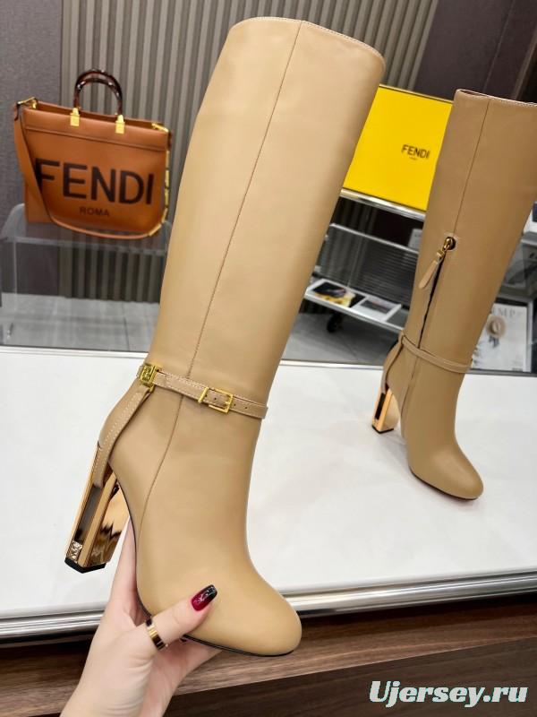 FENDI Delfina Round Toe Boots with FF Buckle - LY00520