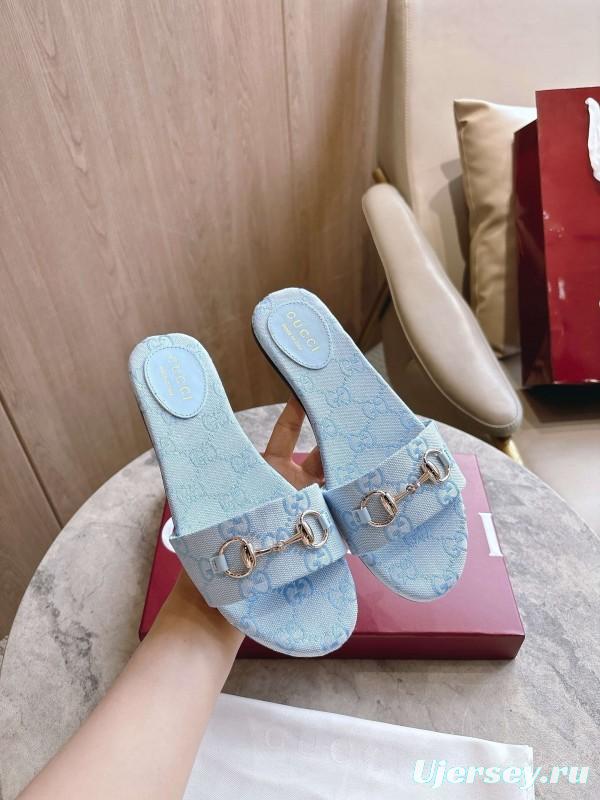 Gucci 2025/SS Leather Mule Sandals with Light Gold Horsebit Detail - LY00280