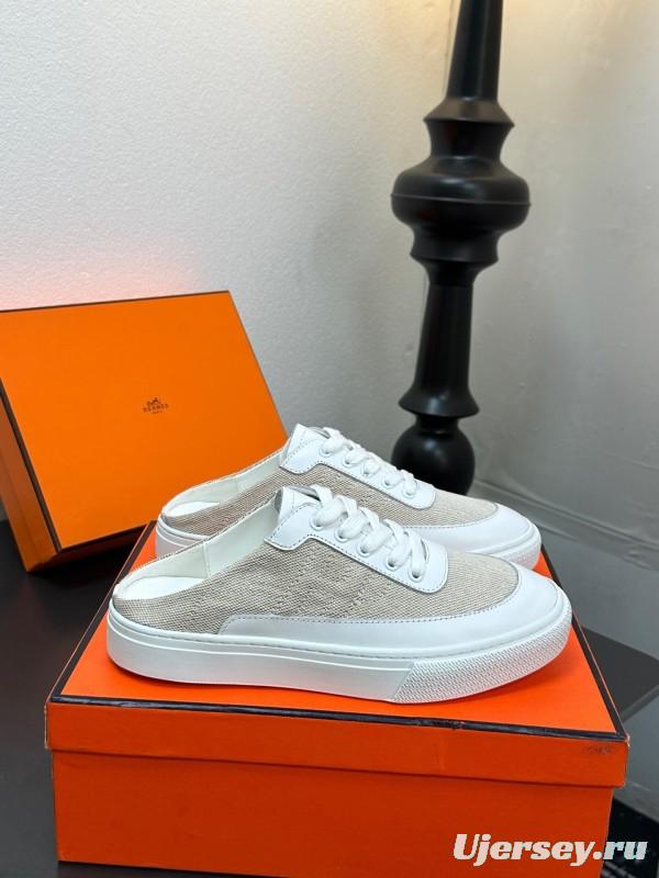 Hermès Deep Series Couple White Sneakers Casual Skate Shoes - AS00320