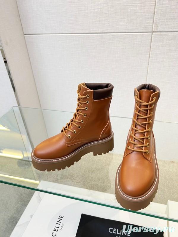 Celine BULKY TRIOMPHE Lace-Up Boots with Calfskin Upper - L Y00340