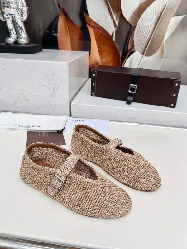 Alaia 2025/SS Knit Ballet Dance Shoes with Inner Height Increase - LY00310