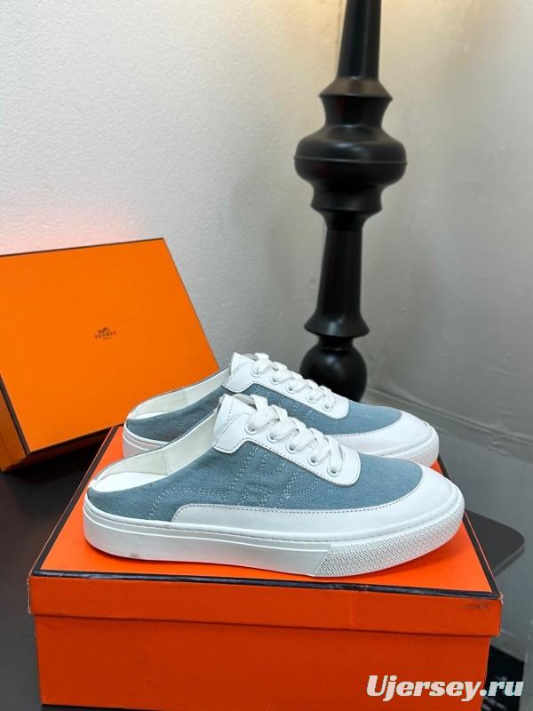 Hermès Deep Series Couple's White Sneakers Casual Skate Shoes - AS00320