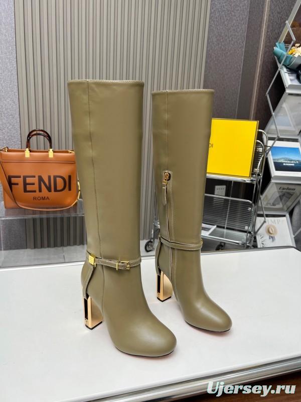 FENDI Delfina Round Toe Boots with FF Buckle - LY00520