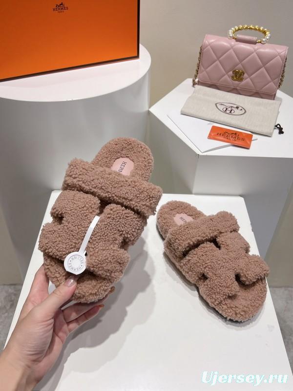 H Love Erjiu Full Fur Slippers Grain Fur Style - LY00300