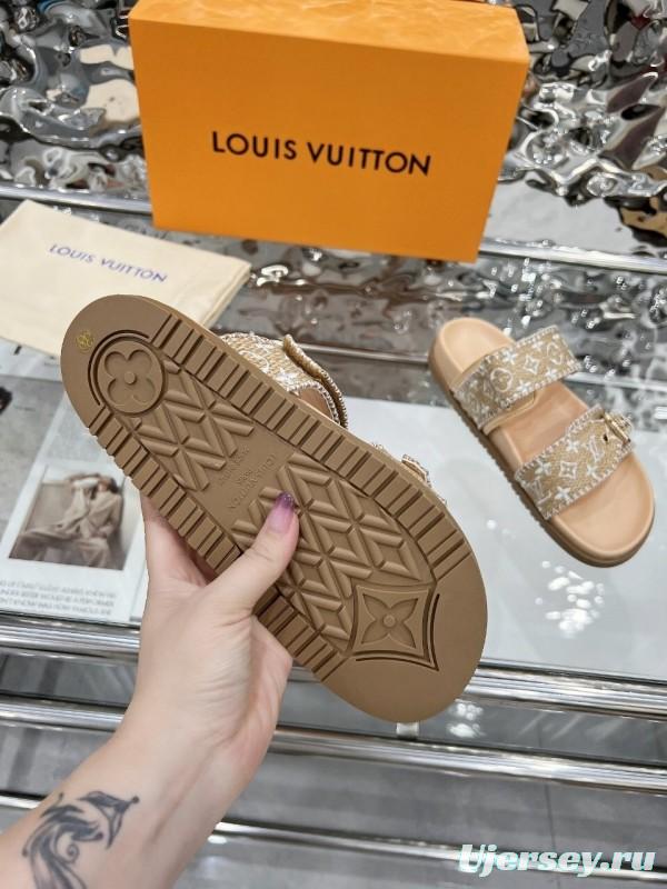 Louis Vuitton 2025 Spring/Summer New Slippers with Embroidered Design and 4cm Platform - LY00250